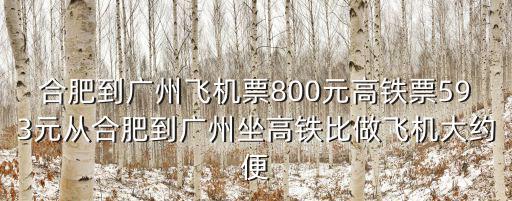 合肥到廣州飛機(jī)，合肥至廣州的飛機(jī)票價是多少錢
