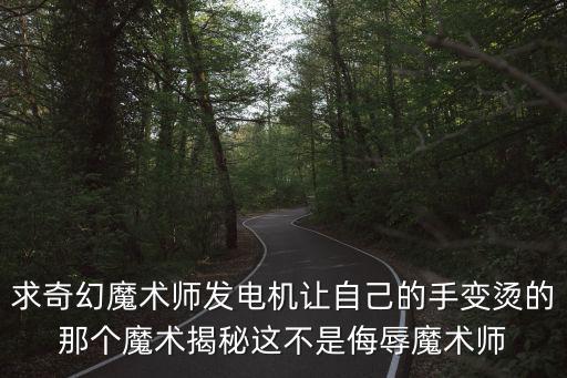 求奇幻魔術師發電機讓自己的手變燙的那個魔術揭秘這不是侮辱魔術師