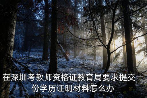 深圳市教育網，在深圳考教師資格證教育局要求提交一份學歷證明材料怎么辦
