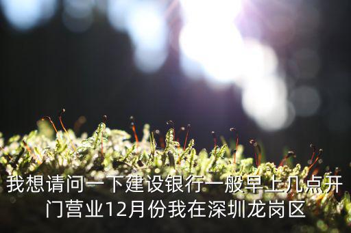 我想請問一下建設銀行一般早上幾點開門營業12月份我在深圳龍崗區