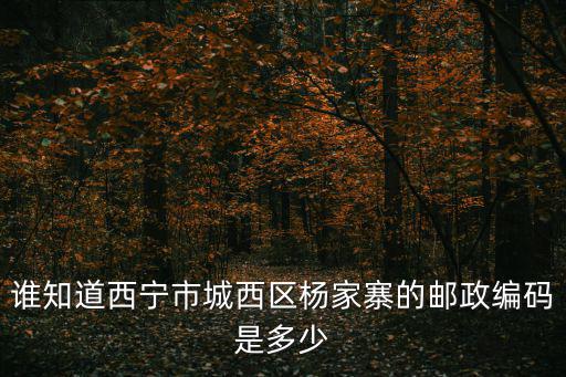 誰知道西寧市城西區(qū)楊家寨的郵政編碼是多少