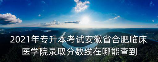 2021年專升本考試安徽省合肥臨床醫學院錄取分數線在哪能查到