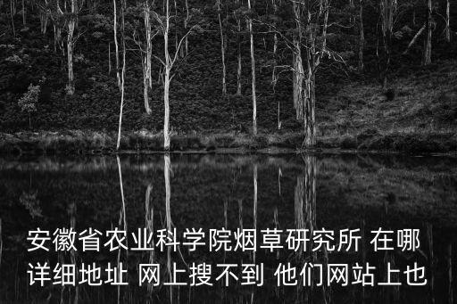 安徽省農(nóng)業(yè)科學(xué)院煙草研究所 在哪 詳細(xì)地址 網(wǎng)上搜不到 他們網(wǎng)站上也
