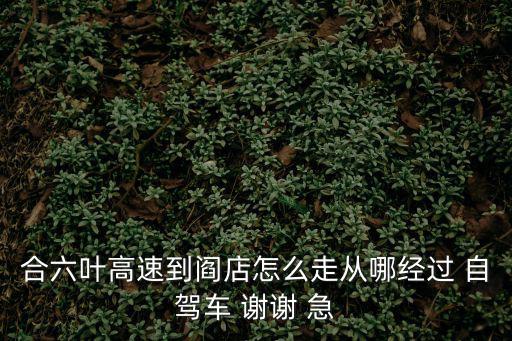 合六葉高速到閻店怎么走從哪經過 自駕車 謝謝 急