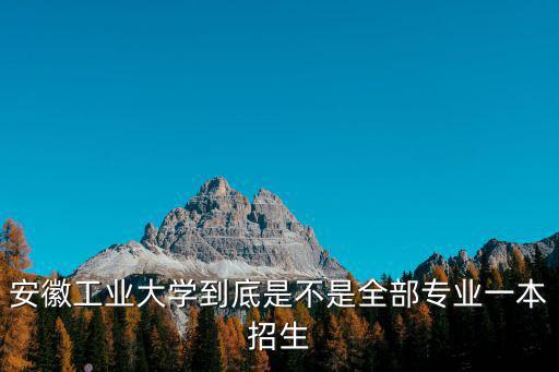 安徽工業大學到底是不是全部專業一本招生