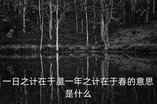 一日之計(jì)在于晨一年之計(jì)在于春的意思是什么