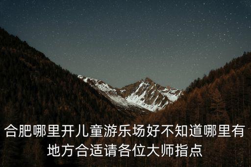 合肥哪里開兒童游樂場好不知道哪里有地方合適請各位大師指點