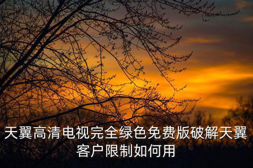 天翼高清，天翼高清電視完全綠色免費版破解天翼客戶限制如何用