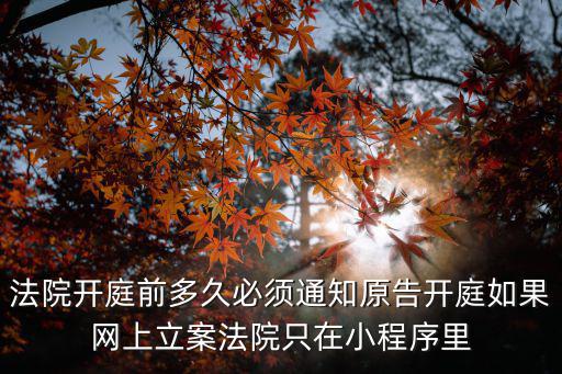 法院開庭前多久必須通知原告開庭如果網上立案法院只在小程序里