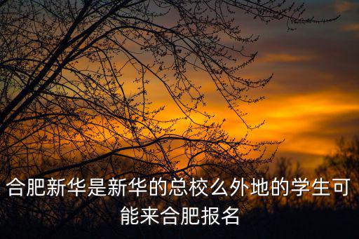 合肥新華是新華的總校么外地的學(xué)生可能來(lái)合肥報(bào)名