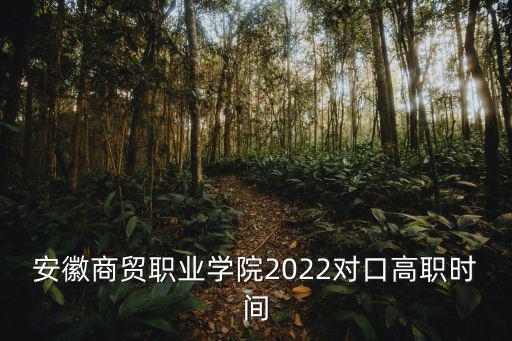 安徽商貿職業學院2022對口高職時間