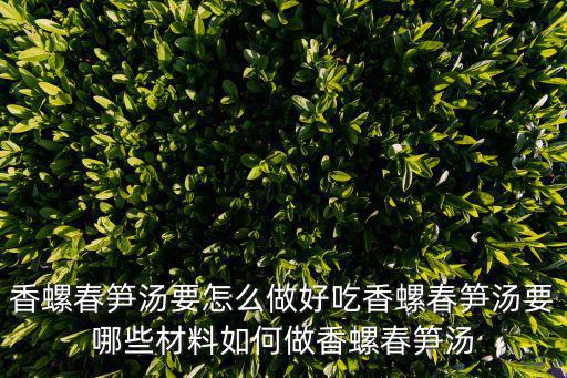 香螺春筍湯要怎么做好吃香螺春筍湯要哪些材料如何做香螺春筍湯