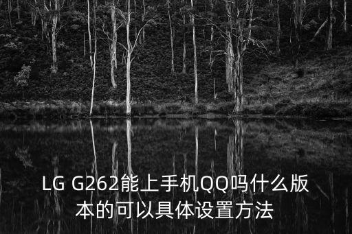 g262，LG G262能上手機QQ嗎什么版本的可以具體設(shè)置方法