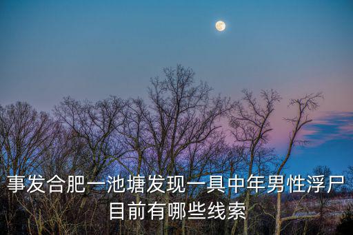 事發合肥一池塘發現一具中年男性浮尸目前有哪些線索