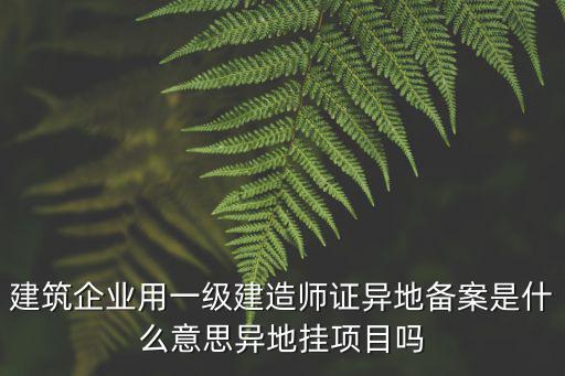 建筑企業用一級建造師證異地備案是什么意思異地掛項目嗎