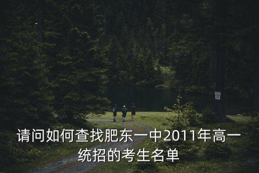 請問如何查找肥東一中2011年高一統招的考生名單