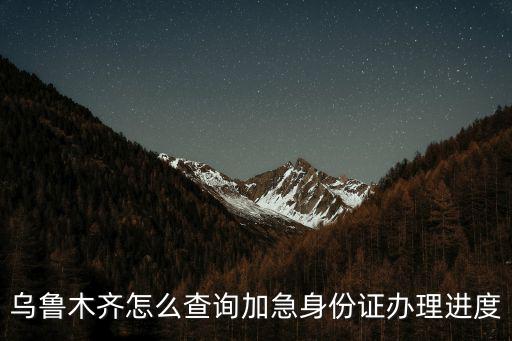 烏魯木齊怎么查詢加急身份證辦理進度