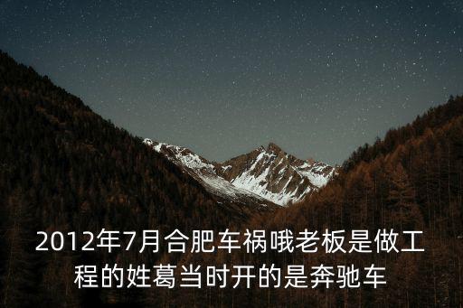 2012年7月合肥車禍哦老板是做工程的姓葛當(dāng)時(shí)開的是奔馳車