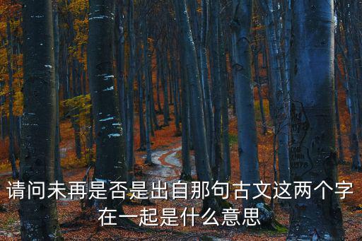 請問未再是否是出自那句古文這兩個字在一起是什么意思