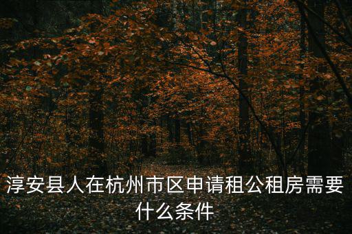 淳安縣人在杭州市區申請租公租房需要什么條件