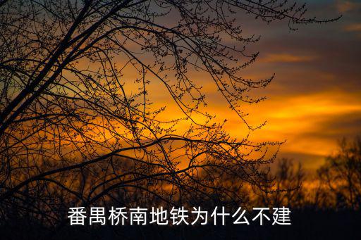 番禺橋南地鐵為什么不建