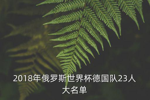 德國隊名單，2018年俄羅斯世界杯德國隊23人大名單