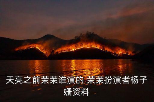 天亮之前茉茉誰演的 茉茉扮演者楊子姍資料