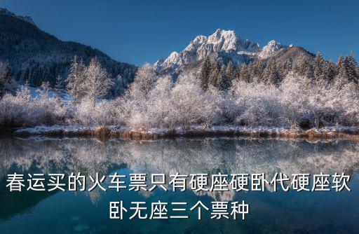 春運買的火車票只有硬座硬臥代硬座軟臥無座三個票種