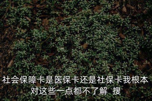 社會保障卡是醫保卡還是社保卡我根本對這些一點都不了解  搜