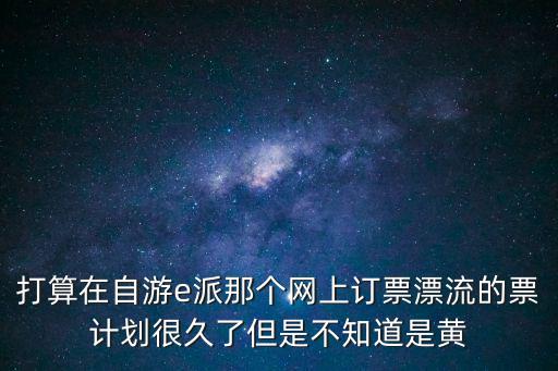 打算在自游e派那個網上訂票漂流的票計劃很久了但是不知道是黃