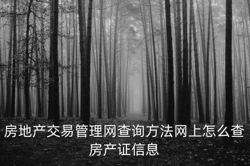 房地產交易管理網查詢方法網上怎么查房產證信息