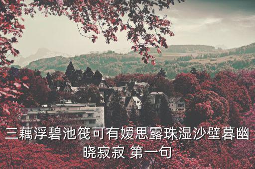 三藕浮碧池筏可有嬡思露珠濕沙壁暮幽曉寂寂 第一句