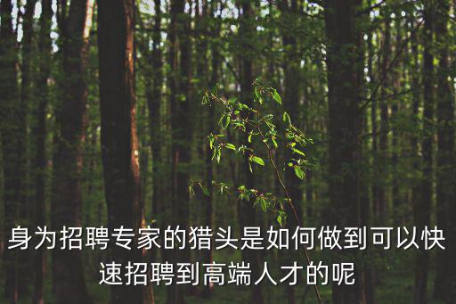 高級人才招聘，政策并由上級人才管理部門統一管理高端人才招聘流程大致有哪些百