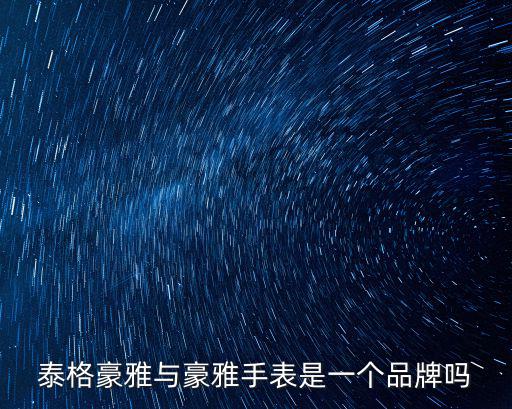 泰格豪雅與豪雅手表是一個品牌嗎