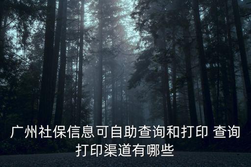 廣州社保信息可自助查詢和打印 查詢打印渠道有哪些