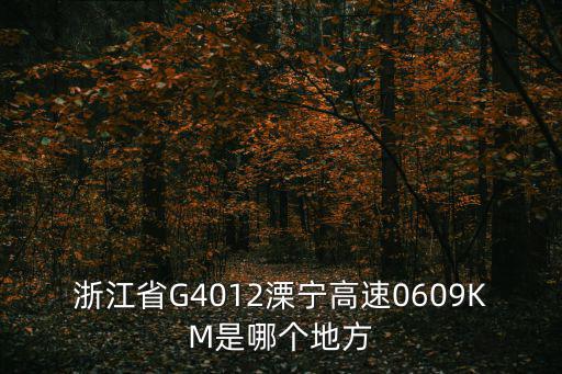 浙江省G4012溧寧高速0609KM是哪個地方