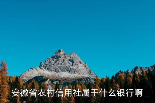 安徽省農村信用社屬于什么銀行啊