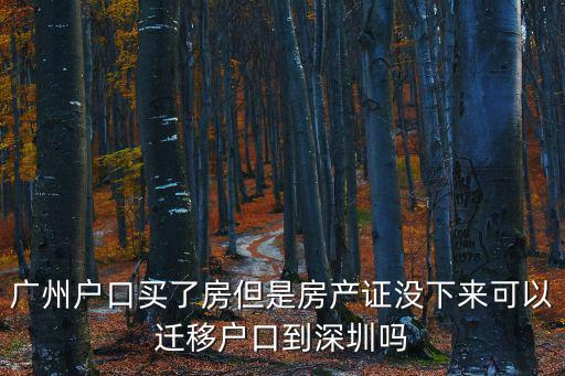 廣州戶口買了房但是房產證沒下來可以遷移戶口到深圳嗎