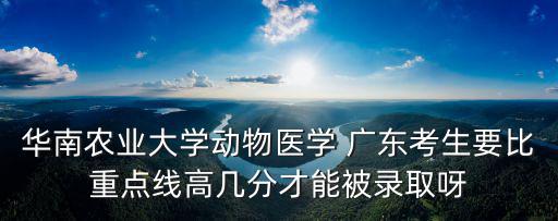 華南農業大學動物醫學 廣東考生要比重點線高幾分才能被錄取呀