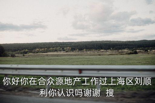 你好你在合眾源地產工作過上海區劉順利你認識嗎謝謝  搜