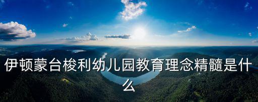 伊頓蒙臺梭利幼兒園教育理念精髓是什么
