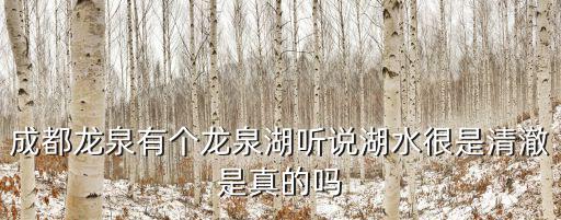 成都龍泉有個龍泉湖聽說湖水很是清澈是真的嗎