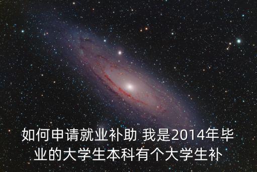 如何申請就業(yè)補助 我是2014年畢業(yè)的大學(xué)生本科有個大學(xué)生補