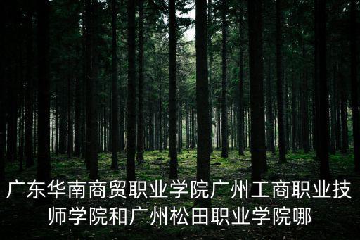 廣東華南商貿職業學院廣州工商職業技師學院和廣州松田職業學院哪