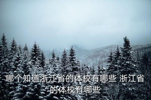 哪個知道浙江省的體校有哪些 浙江省的體校有哪些