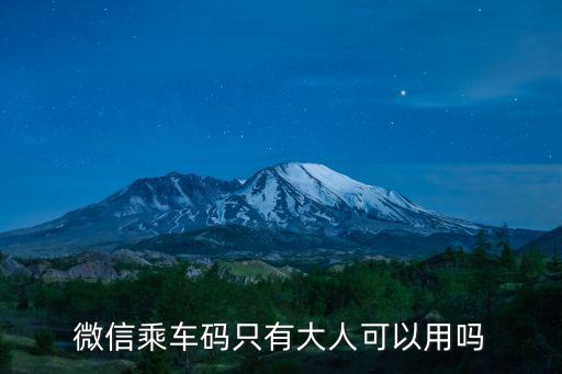 微信乘車碼只有大人可以用嗎