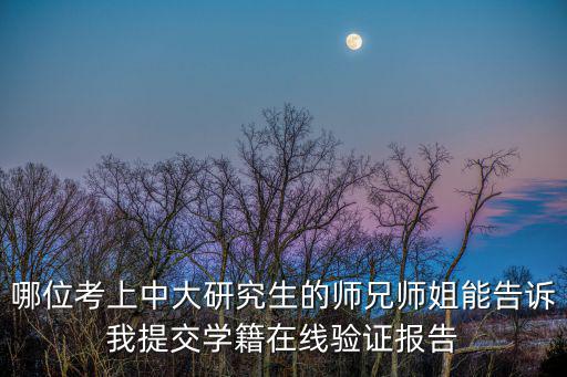 哪位考上中大研究生的師兄師姐能告訴我提交學(xué)籍在線驗(yàn)證報(bào)告