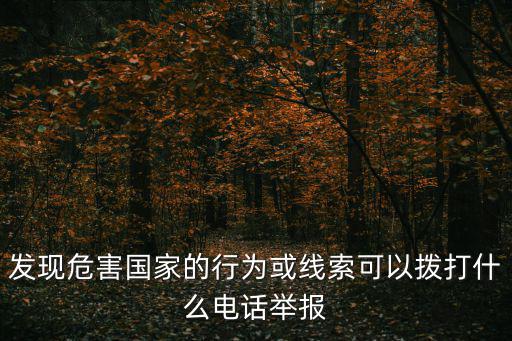 發現危害國家的行為或線索可以撥打什么電話舉報