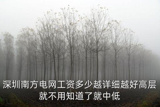 深圳南方電網工資多少越詳細越好高層就不用知道了就中低