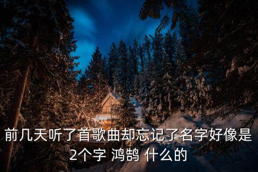 前幾天聽了首歌曲卻忘記了名字好像是2個(gè)字 鴻鵠 什么的